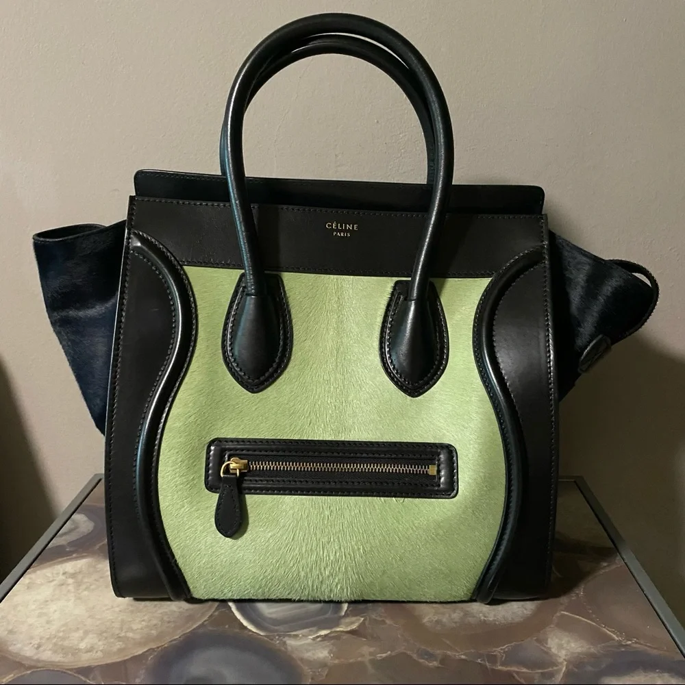 Host pick! π€©π₯³ Celine pistachio Pony hair and black leather Mini luggage bag - Picture 3 of 16